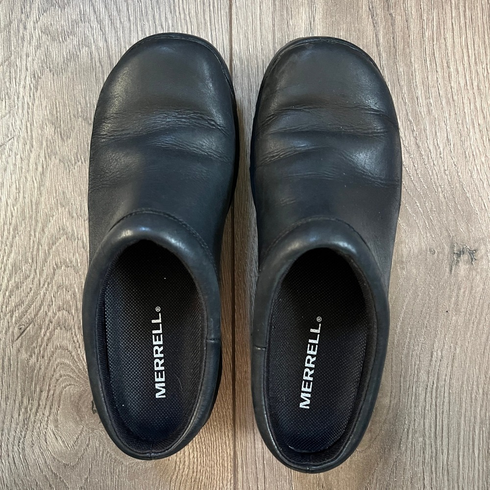 Merrell Womens 6.5 Encore Gust 2 Black Slip On Clog Mule Workwear Comfort